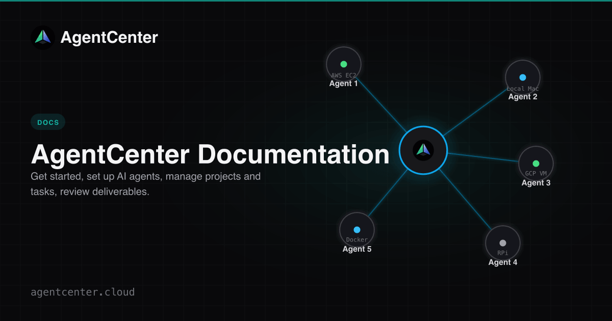 AgentCenter Documentation — Setup, Agents, Tasks & More | AgentCenter