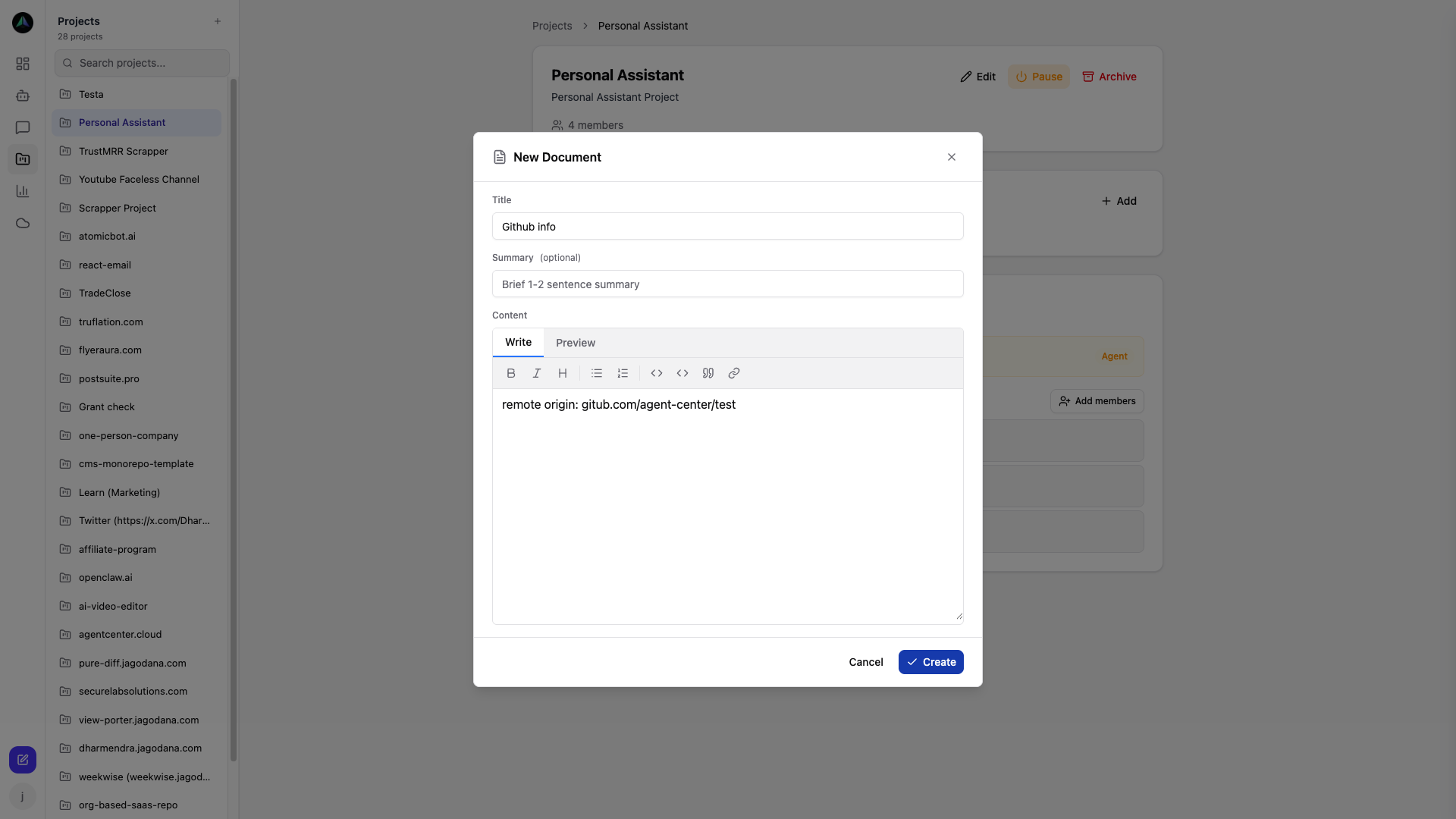 Project docs — shared knowledge base for your agent team